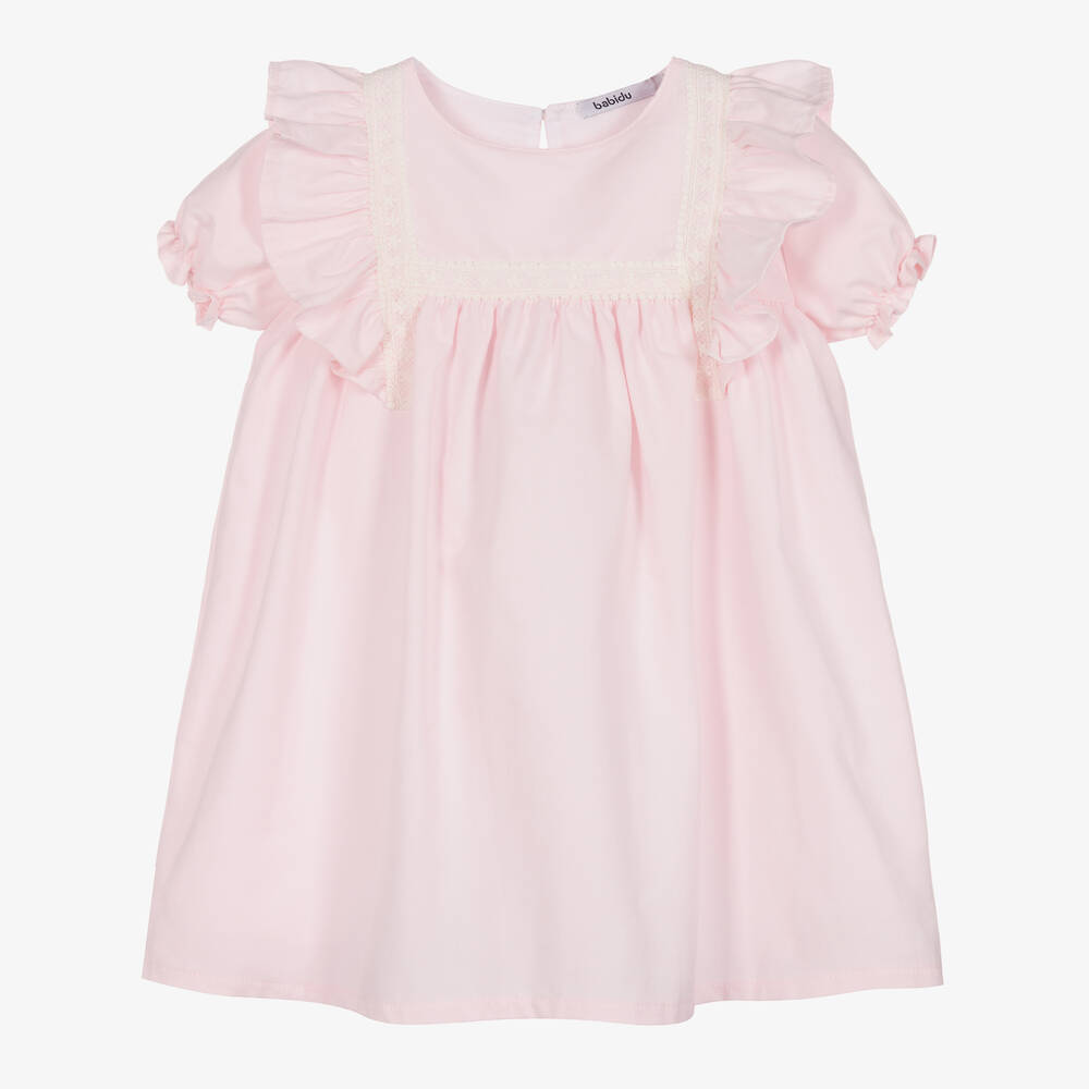Babidu Babies' Girls Pink Cotton Dress