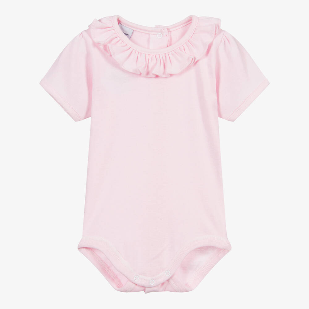 Babidu - Girls Pink Cotton Jersey Bodysuit | Childrensalon