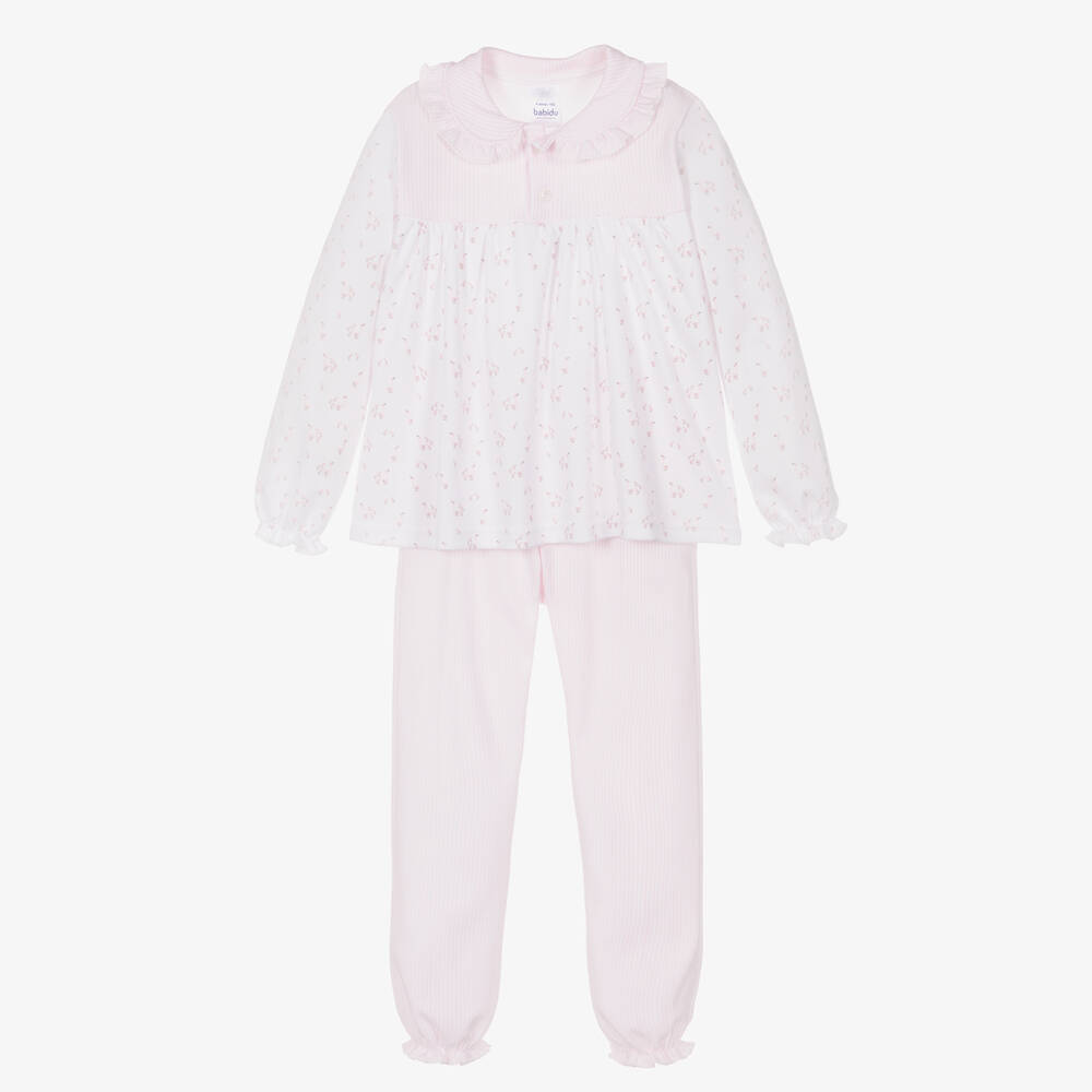 Babidu Kids' Girls Pink Striped Cotton Pyjamas