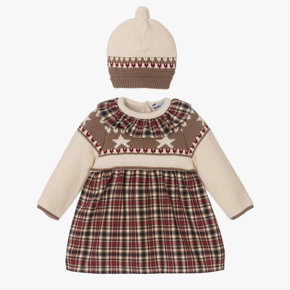 Babidu - Girls Red Tartan Dress Set | Childrensalon