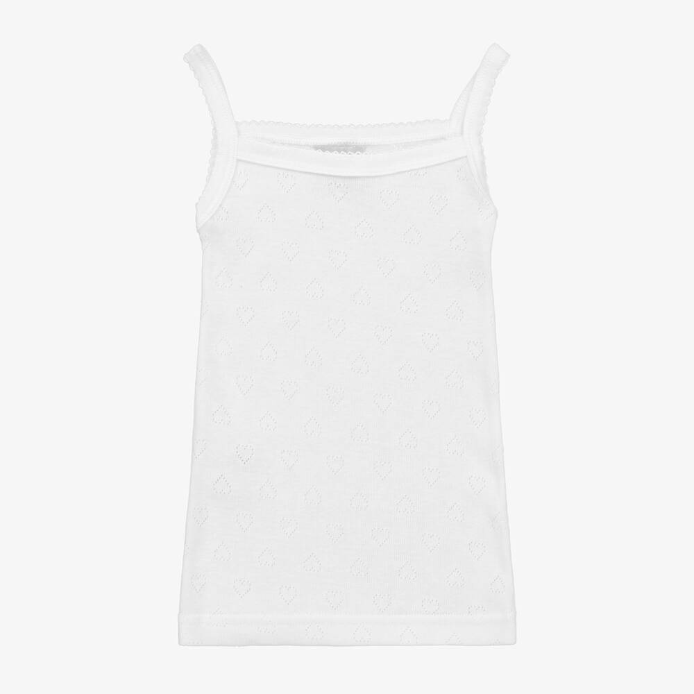 Babidu - Girls White Cotton Camisole Vest | Childrensalon