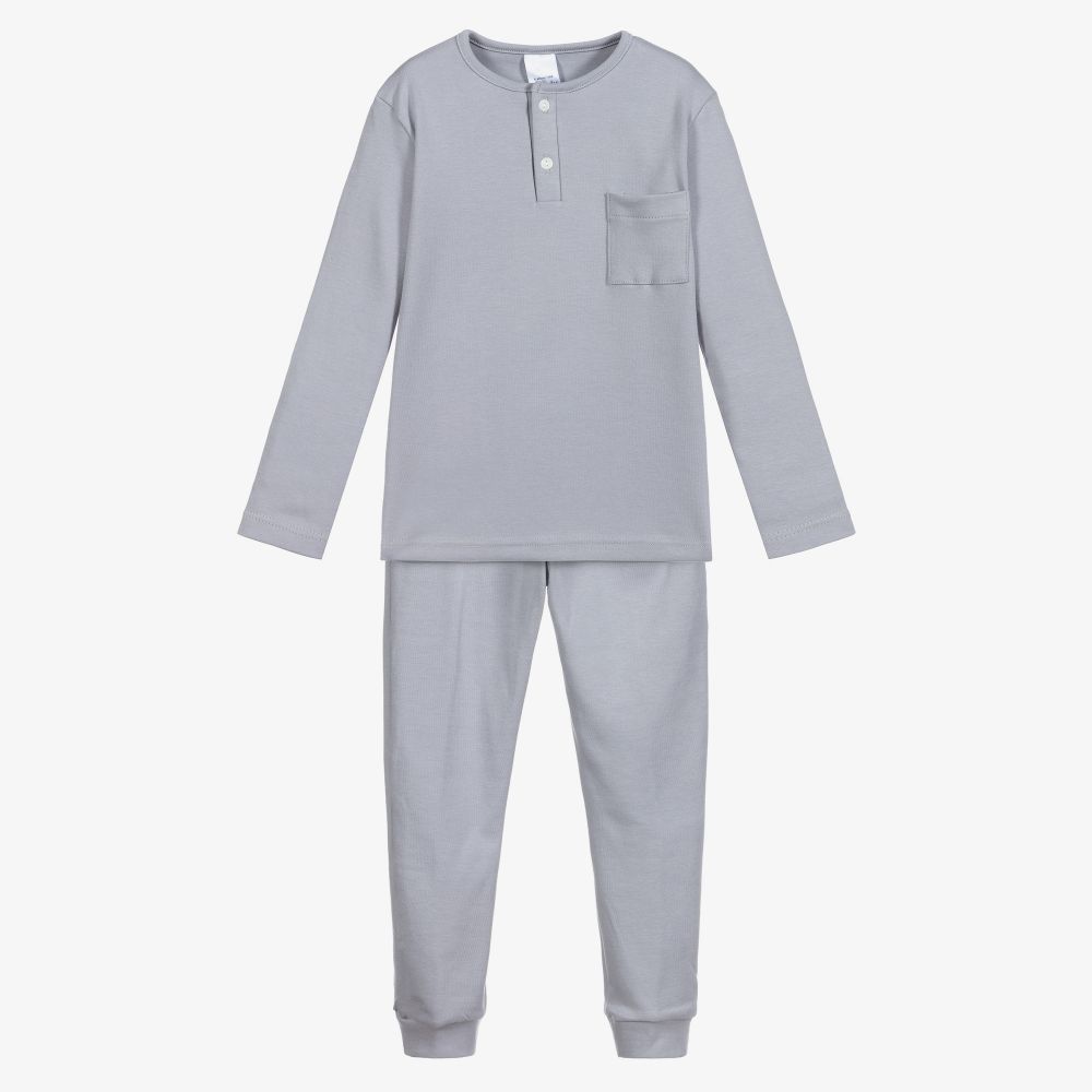 Babidu - Grauer Pyjama aus Baumwolljersey | Childrensalon