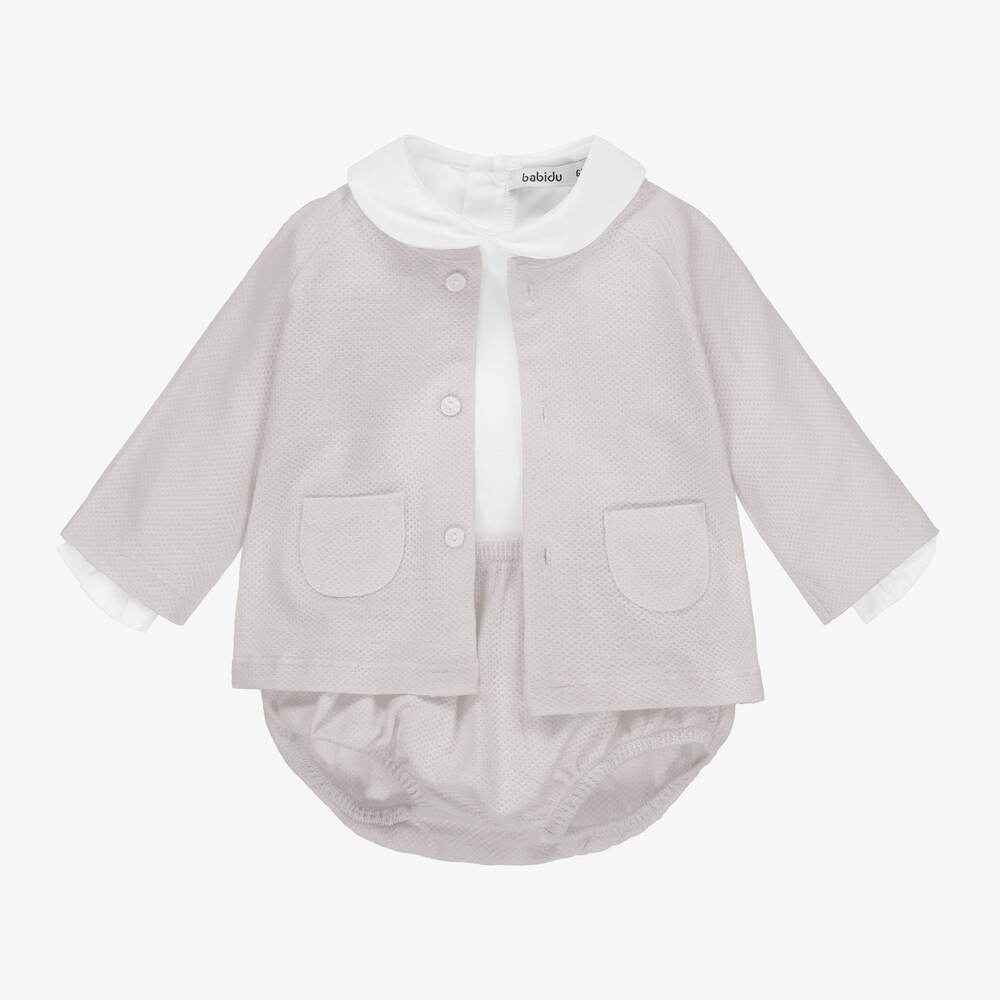 Babidu - Комплект белого и серого цвета с шортами для малышей | Childrensalon