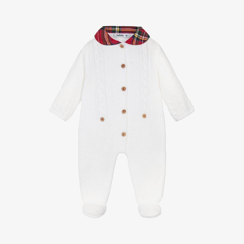 Babidu - Ivory Knitted Babygrow | Childrensalon