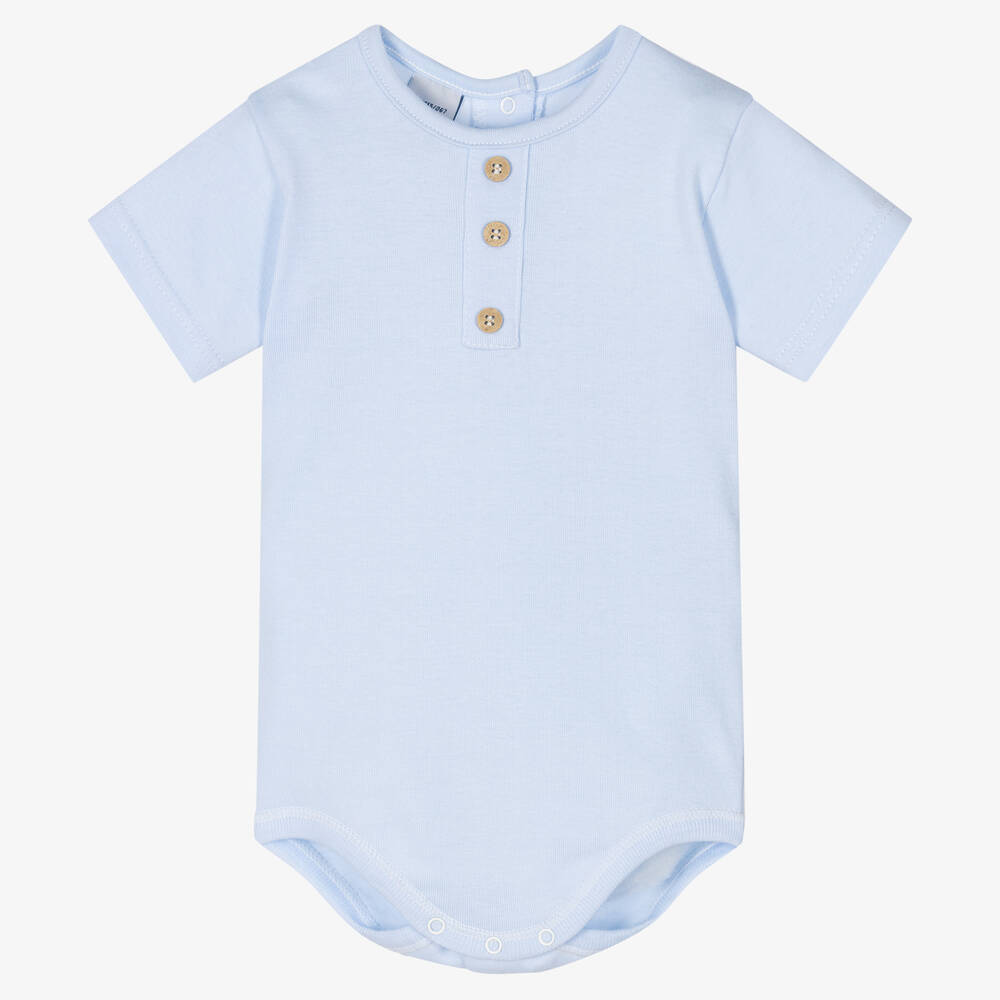 Babidu - Pale Blue Cotton Bodysuit | Childrensalon