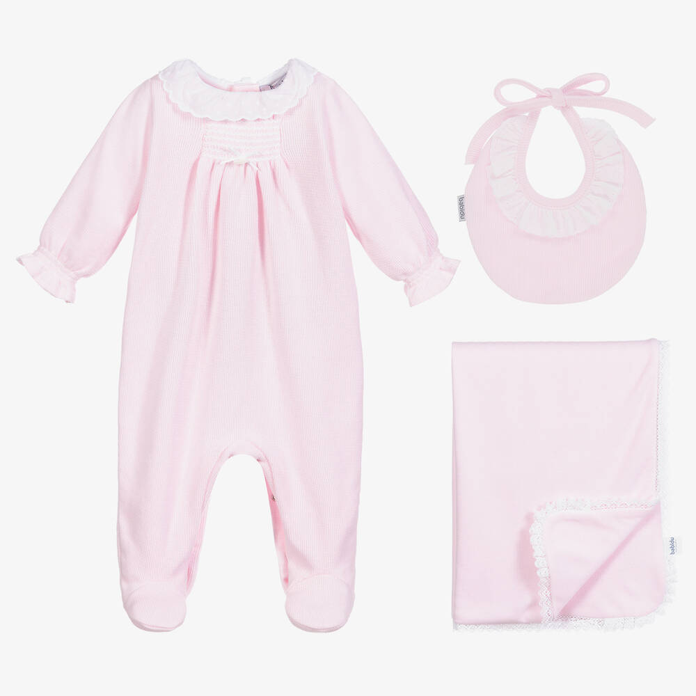 Babidu - Pink Cotton Babysuit Set | Childrensalon