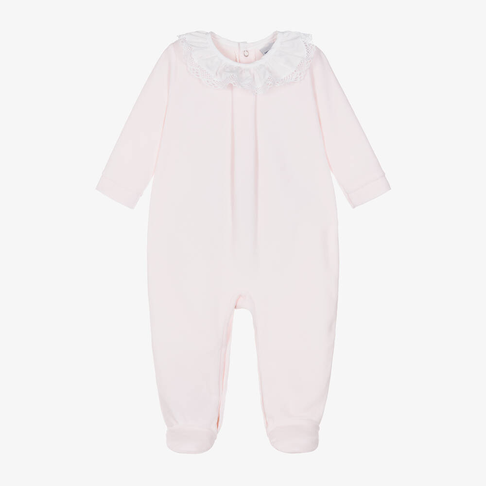 Babidu - Pink Velour Babygrow | Childrensalon