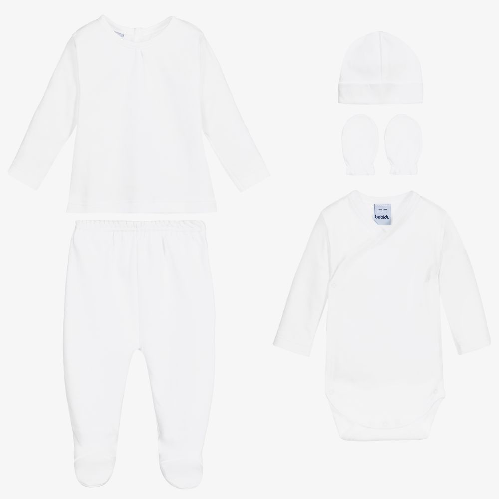 Babidu - White 4 Piece Babysuit Set | Childrensalon