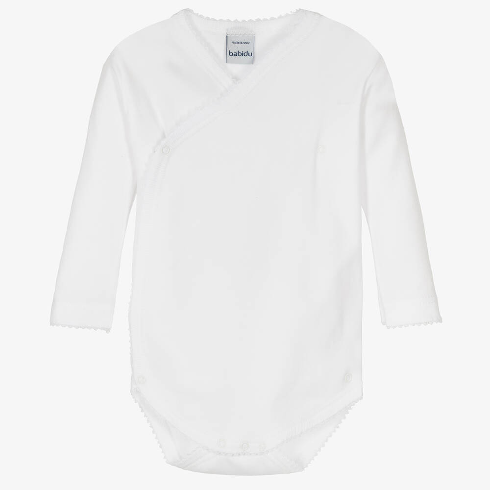 Babidu - White Cotton Baby Bodyvest | Childrensalon