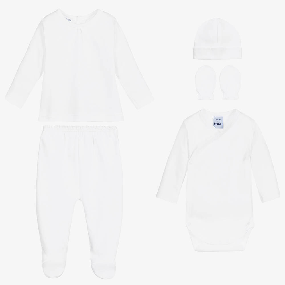Babidu - White Cotton Babysuit Set | Childrensalon