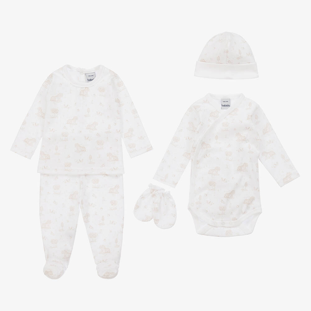 Babidu - White Cotton Babysuit Set | Childrensalon