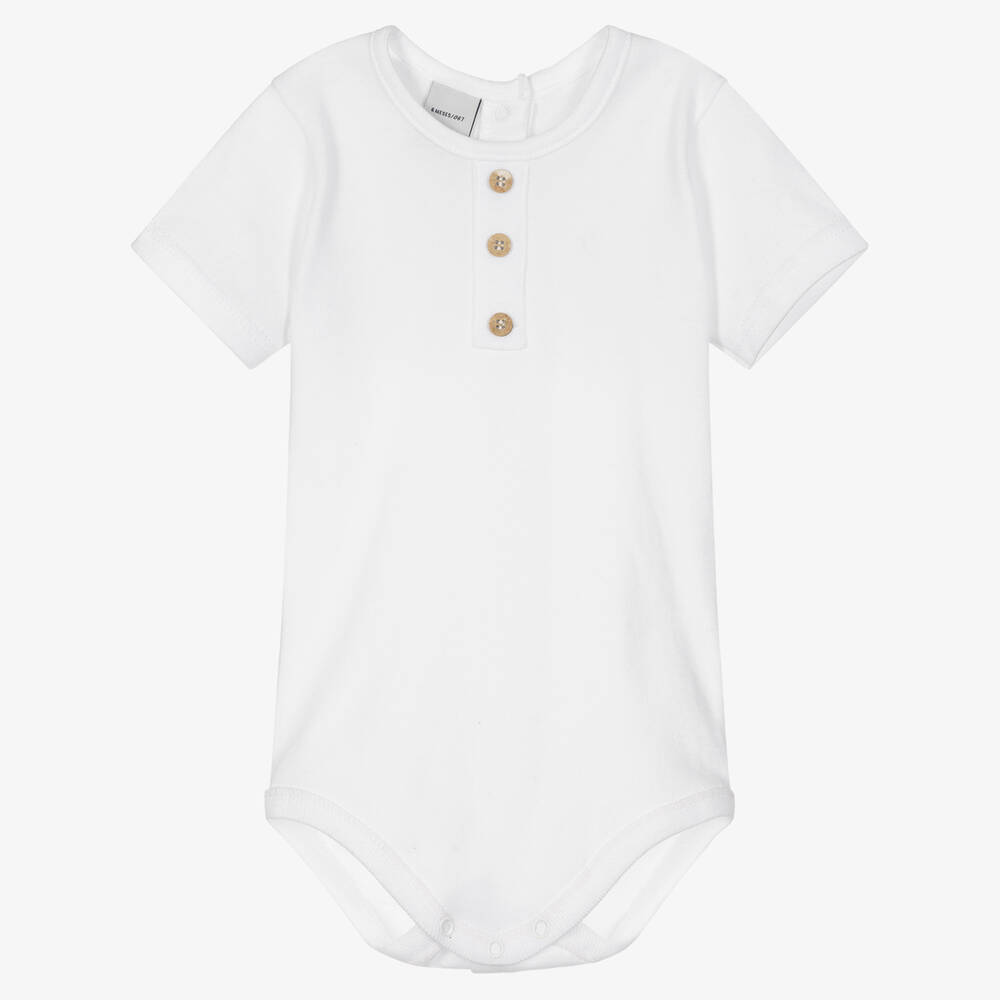 Babidu - White Cotton Bodysuit | Childrensalon