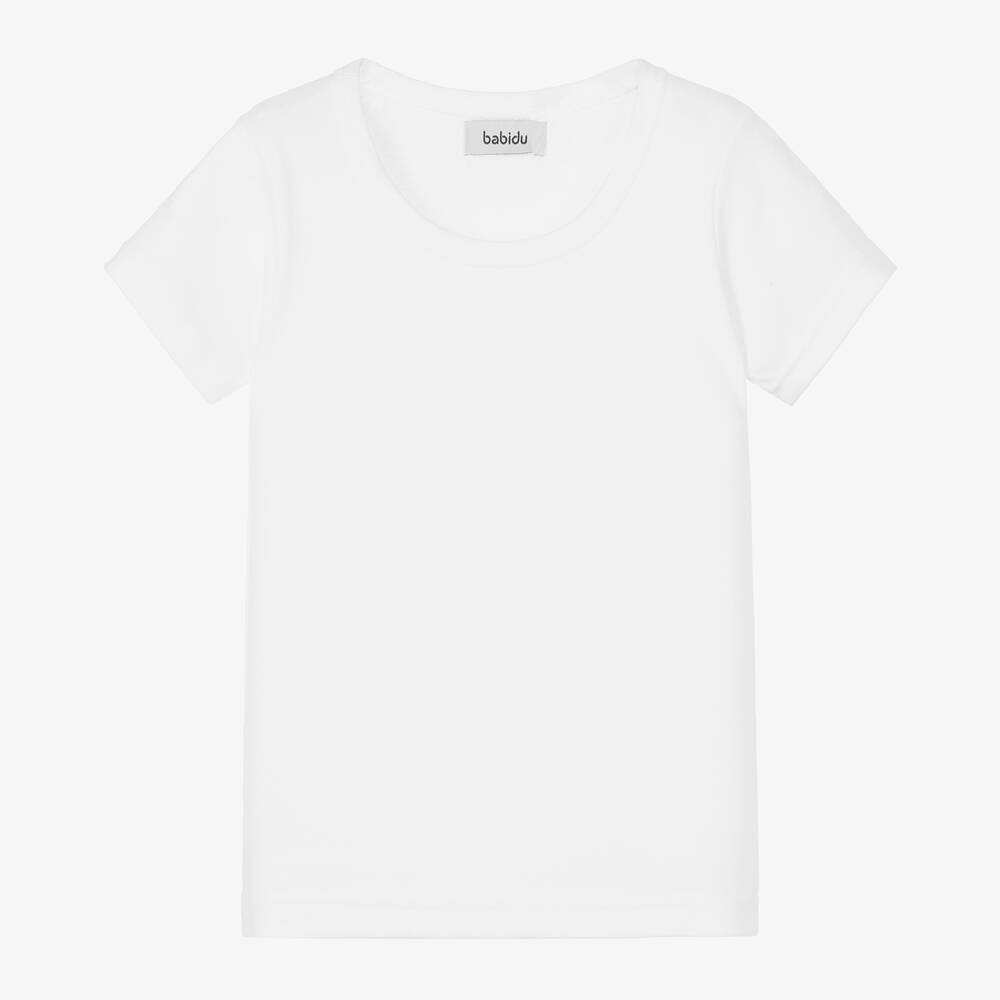Babidu - White Cotton Jersey T-Shirt | Childrensalon