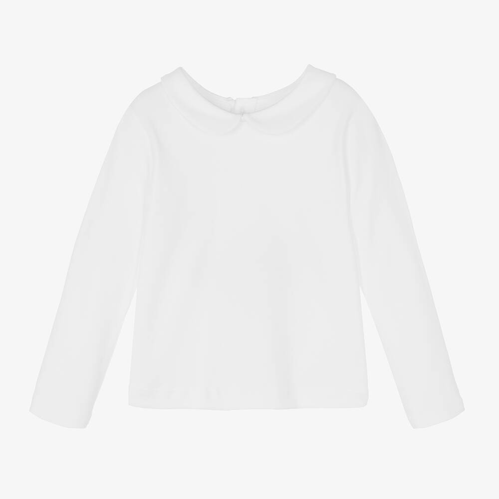 Babidu - White Cotton Jersey Top | Childrensalon
