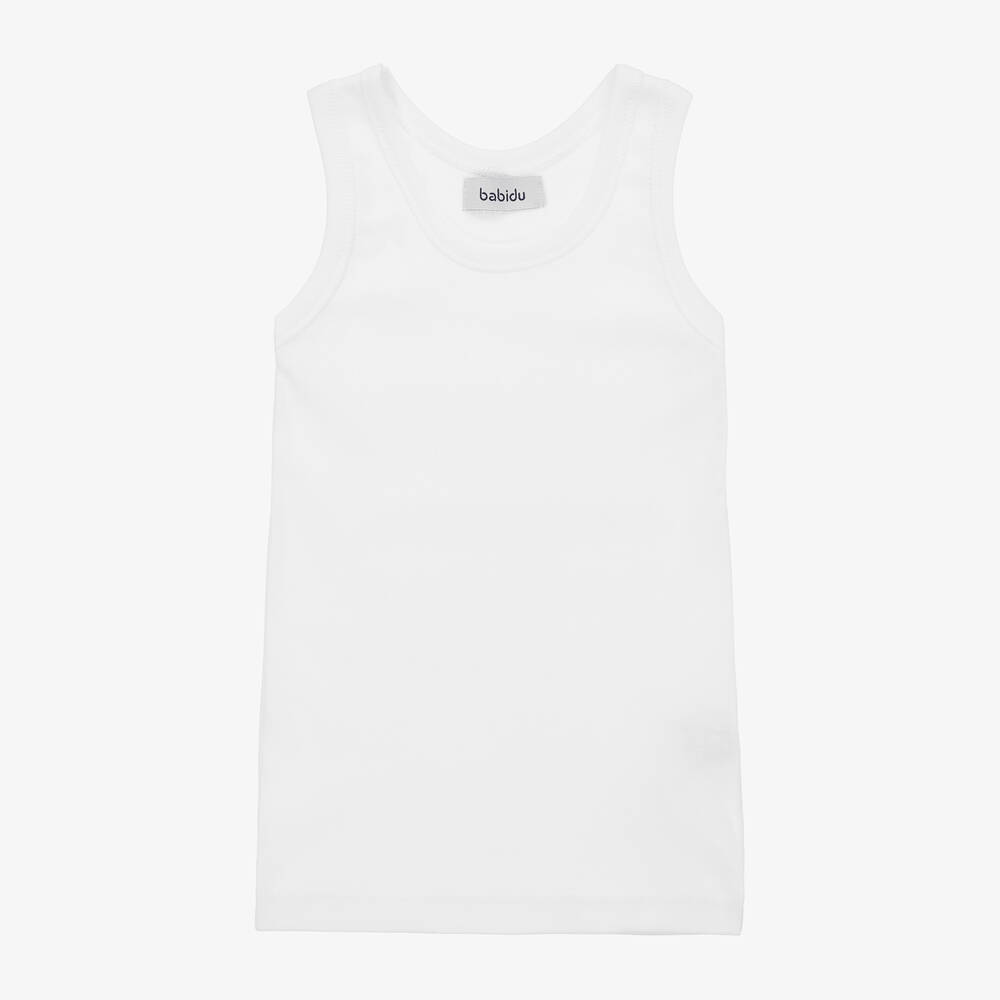 Babidu - White Cotton Jersey Vest | Childrensalon