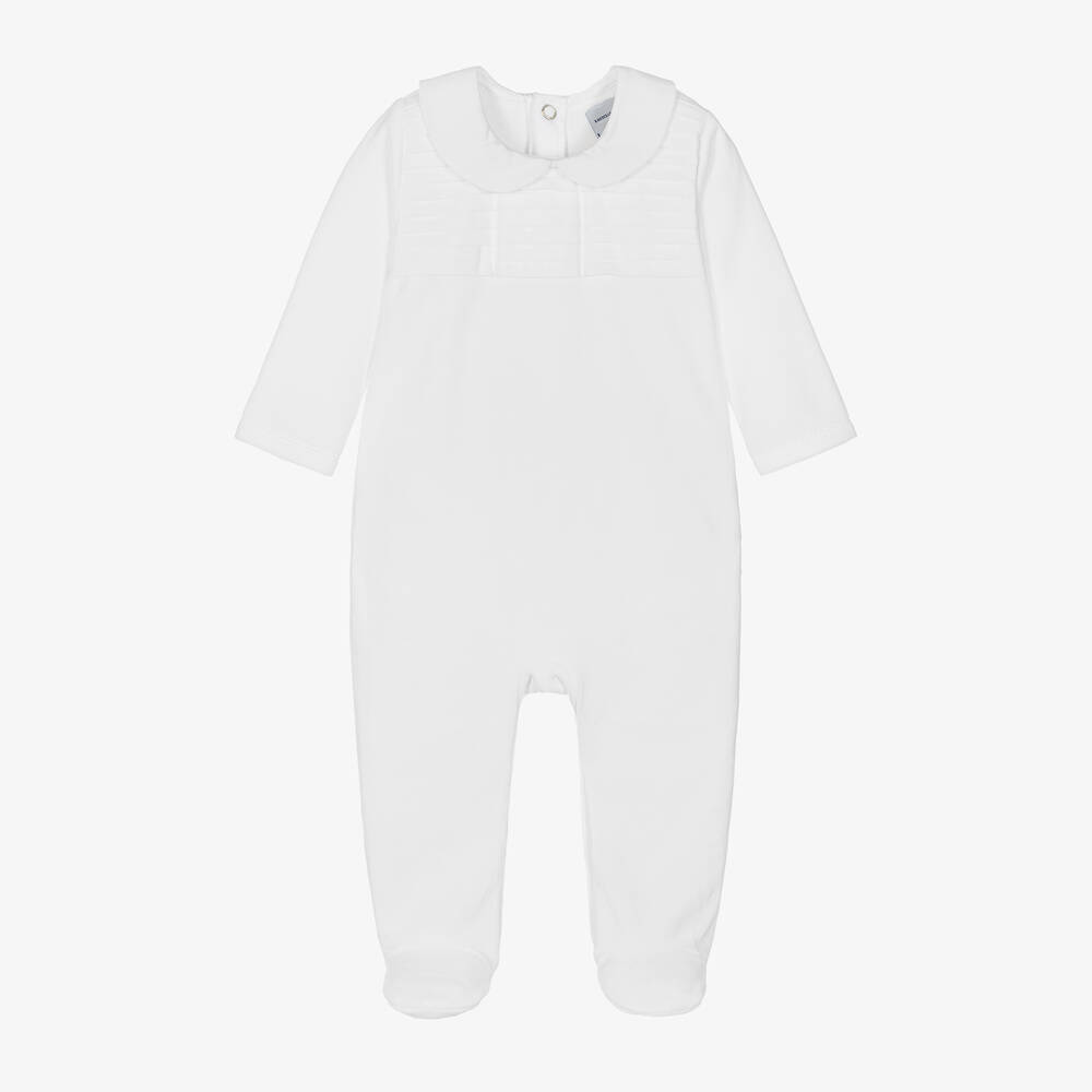 Babidu - White Velour Babygrow | Childrensalon