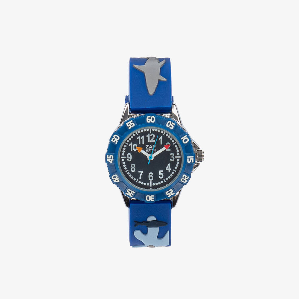 Baby Watch, Paris - Blaue Uhr mit Hai-Print (J) | Childrensalon