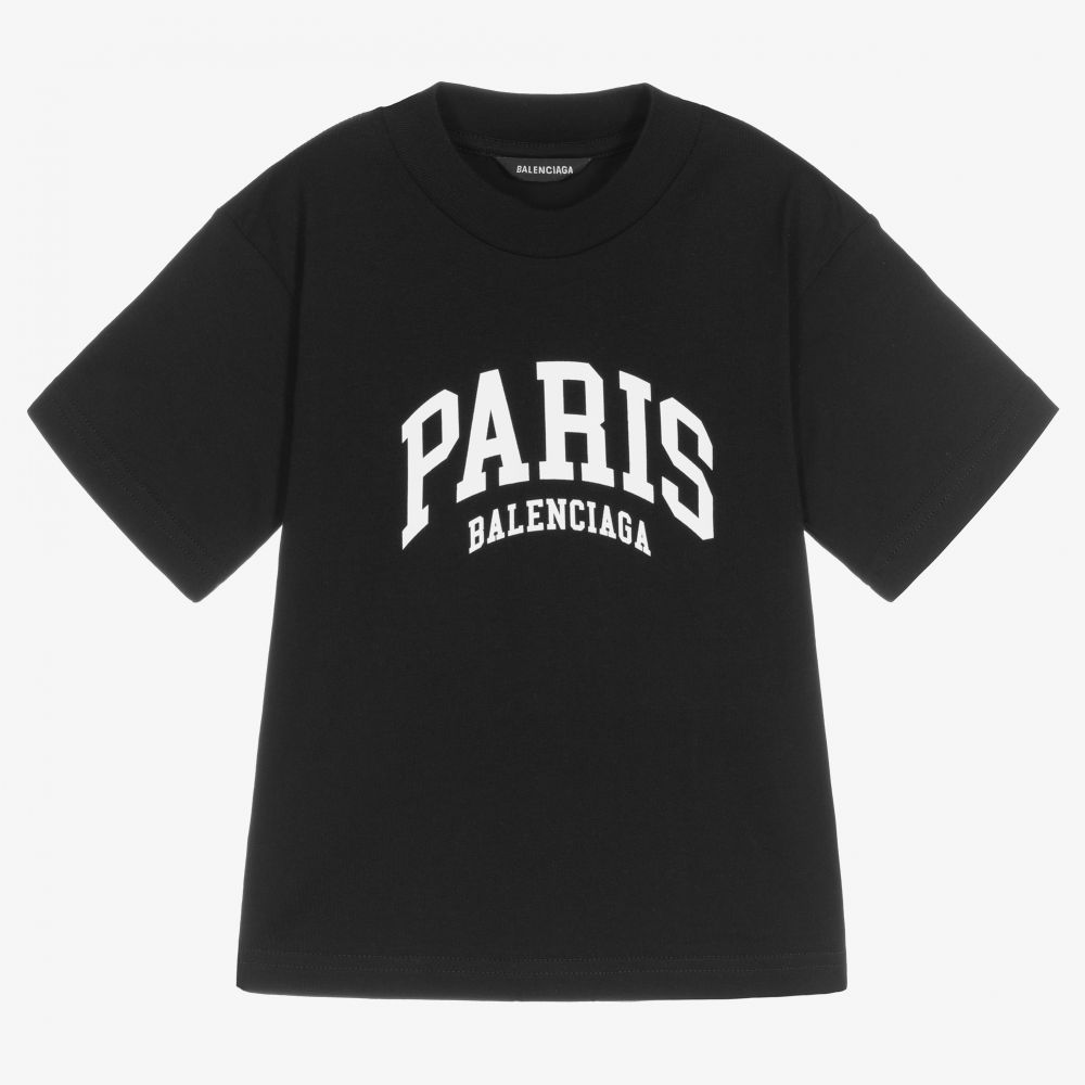 Balenciaga - Black Paris Cotton T-Shirt |