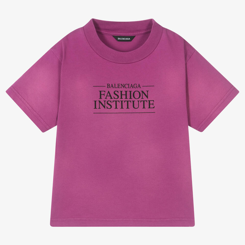 Balenciaga Kids' Pink Cotton Logo T-shirt