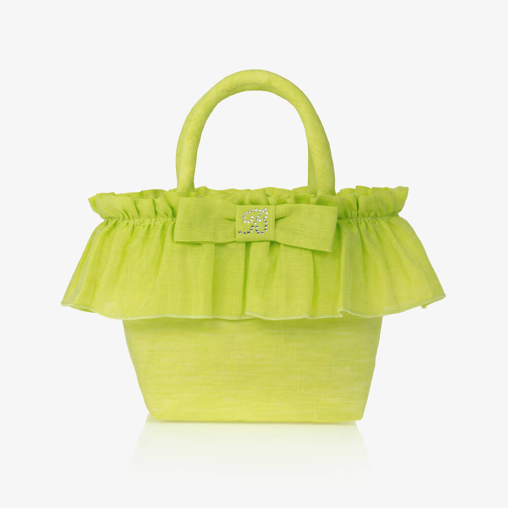 Balloon Chic - Girls Green Ruffle Handbag (22cm) | Childrensalon