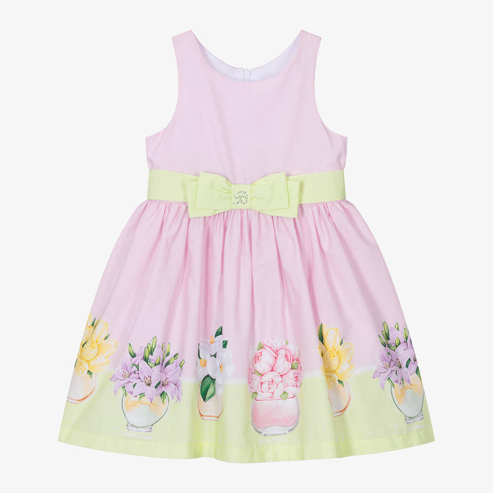 Balloon Chic - Розовое хлопковое платье с цветами для девочек | Childrensalon
