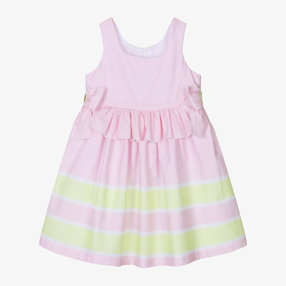 Balloon Chic - Girls Pink Cotton Striped Dress | Childrensalon