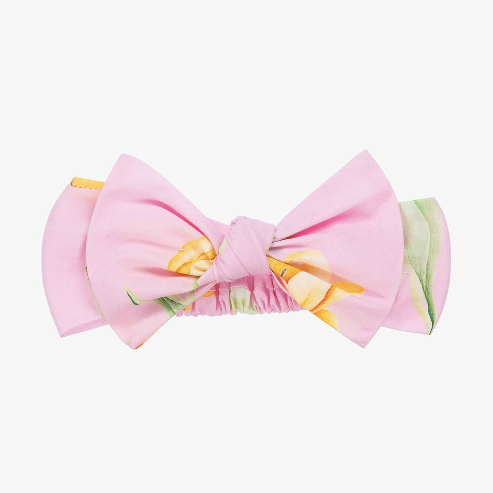 Balloon Chic - Girls Pink Floral Print Cotton Headband | Childrensalon
