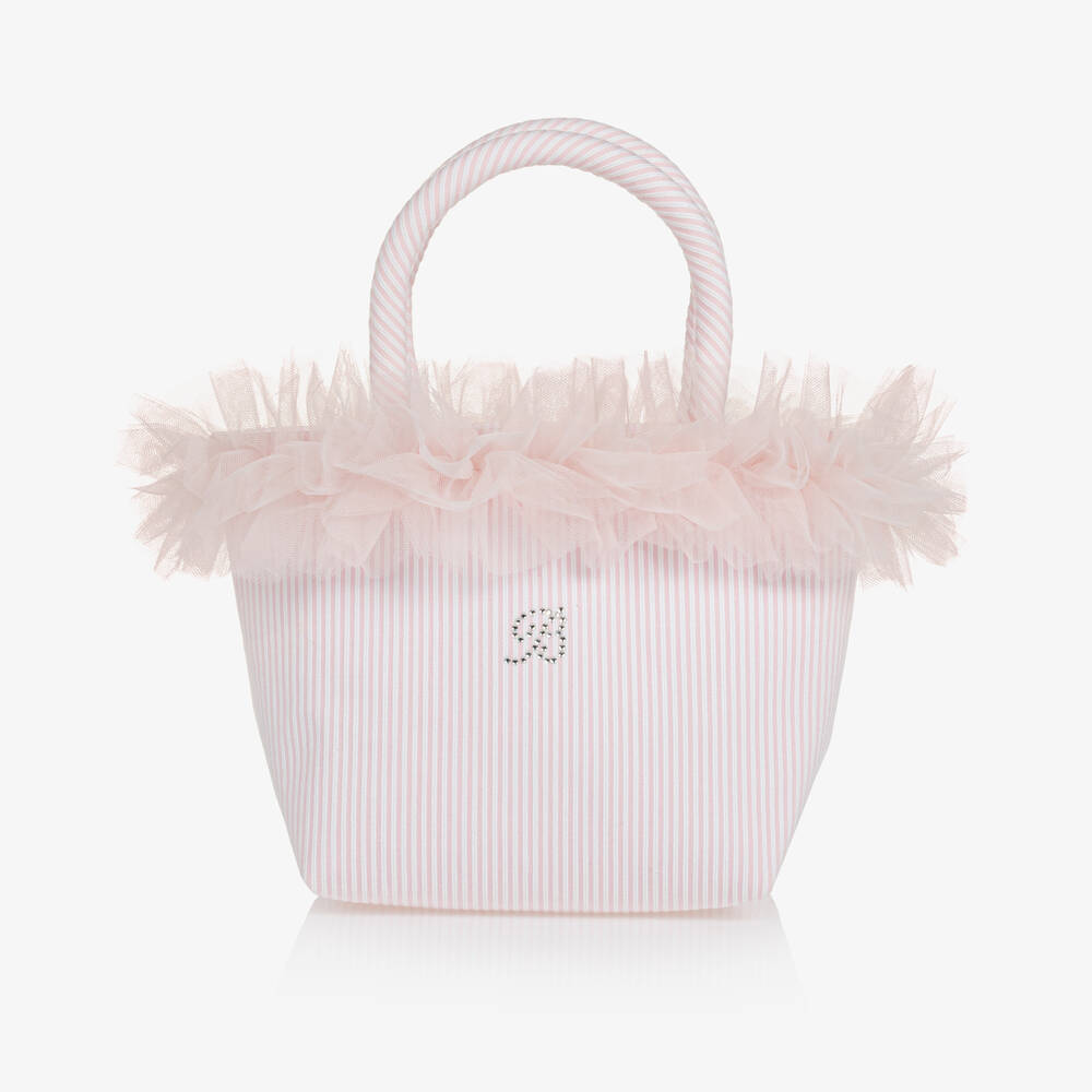 Shop Balloon Chic Girls Pink Striped Ruffle Handbag (22cm)