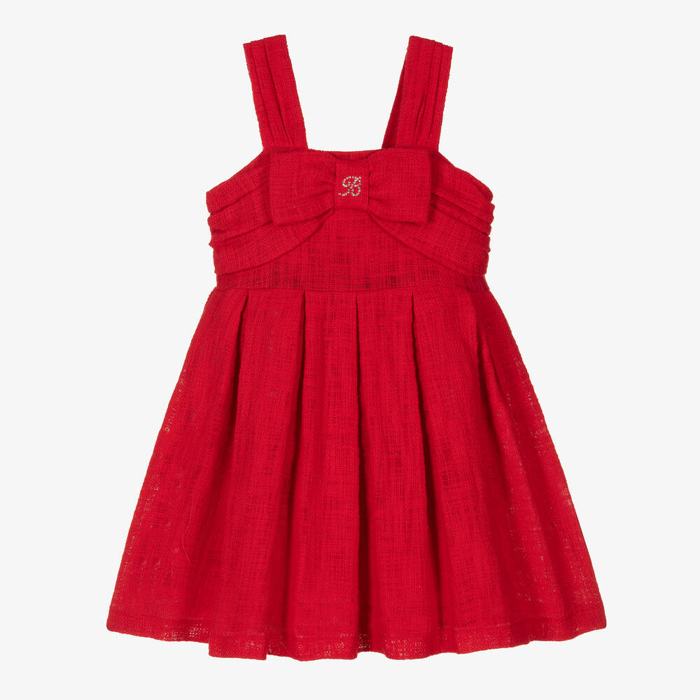 Balloon Chic Babies' Girls Red Cotton Bouclé Dress