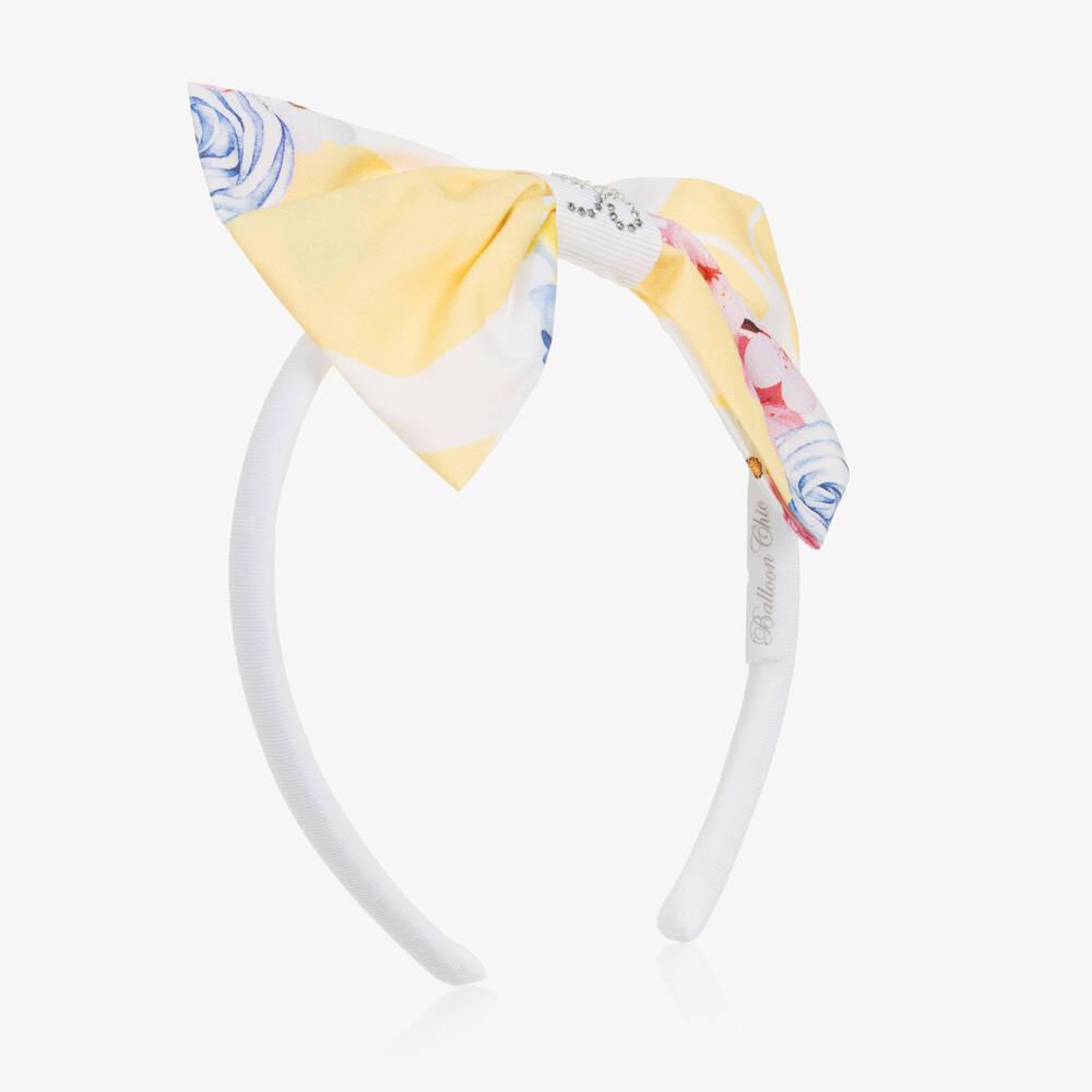 Balloon Chic - Girls White Floral Bow Hairband | Childrensalon