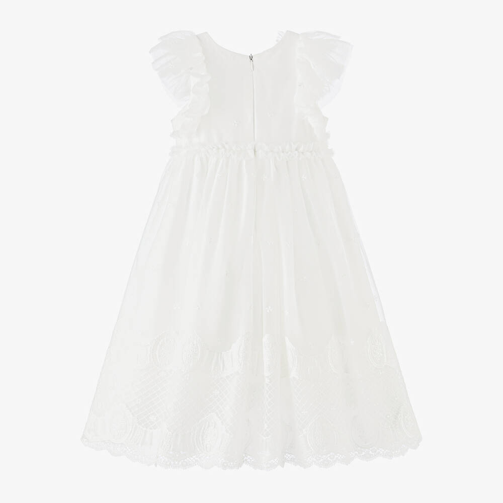 Balloon Chic - Girls White Tulle & Lace Dress | Childrensalon