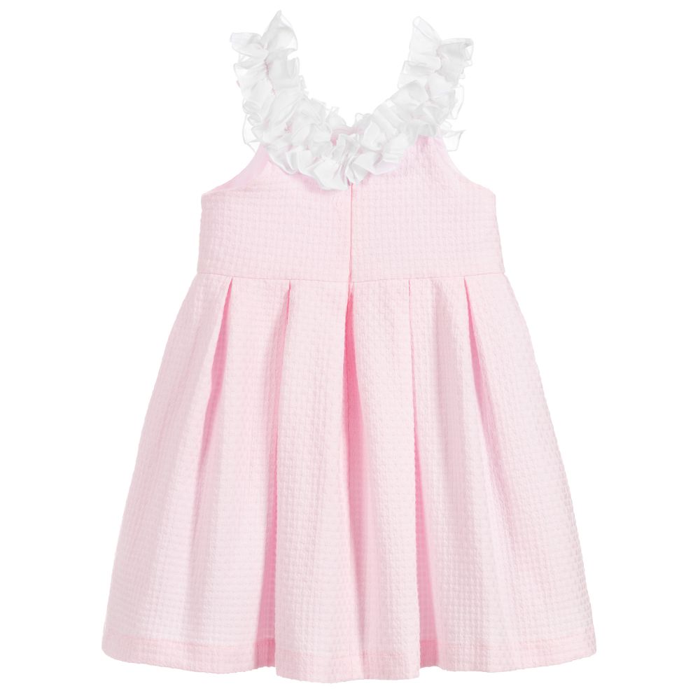Balloon Chic - Pink & White Ruffle Neck Dress | Childrensalon