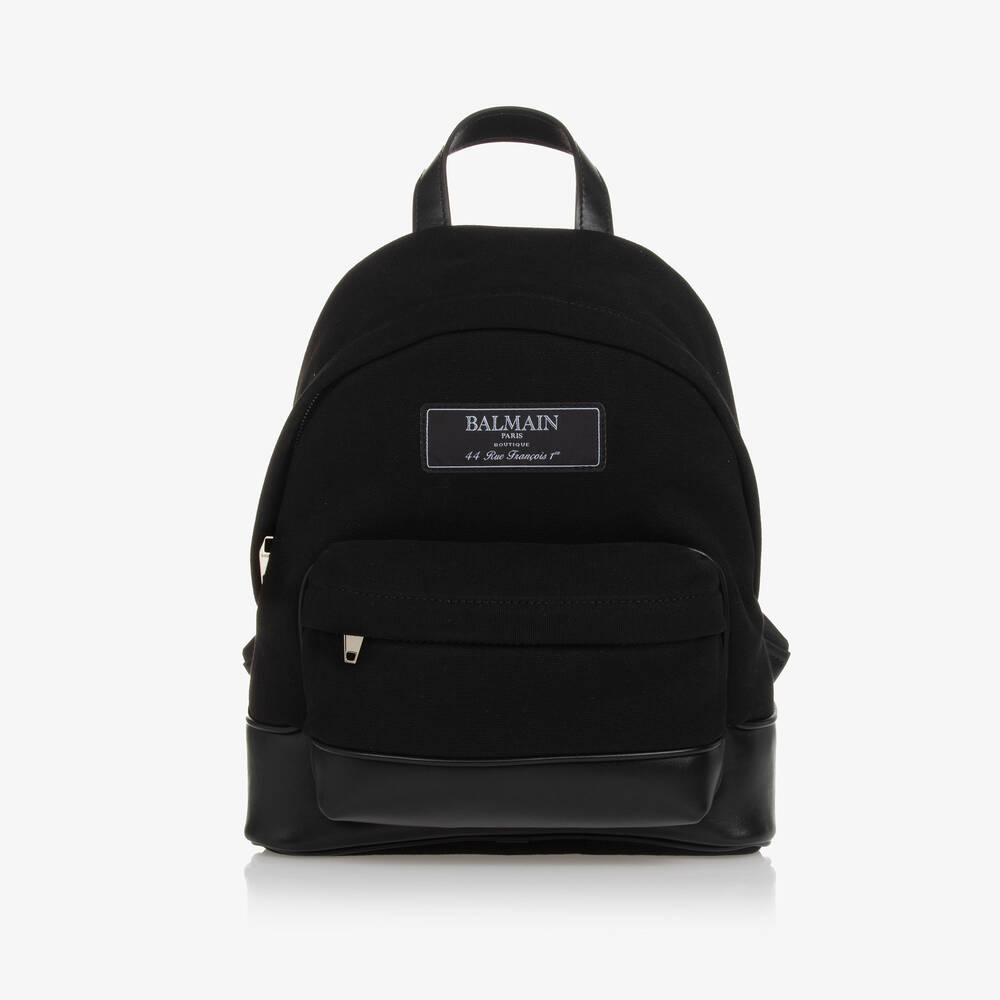 Shop Balmain Black Canvas Backpack (32cm)