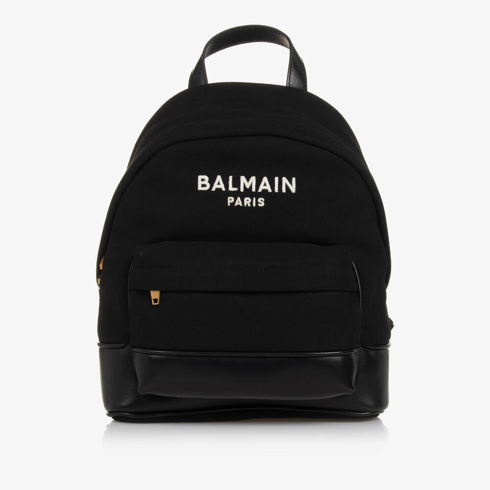Balmain - Black Cotton Canvas Backpack (30cm) | Childrensalon