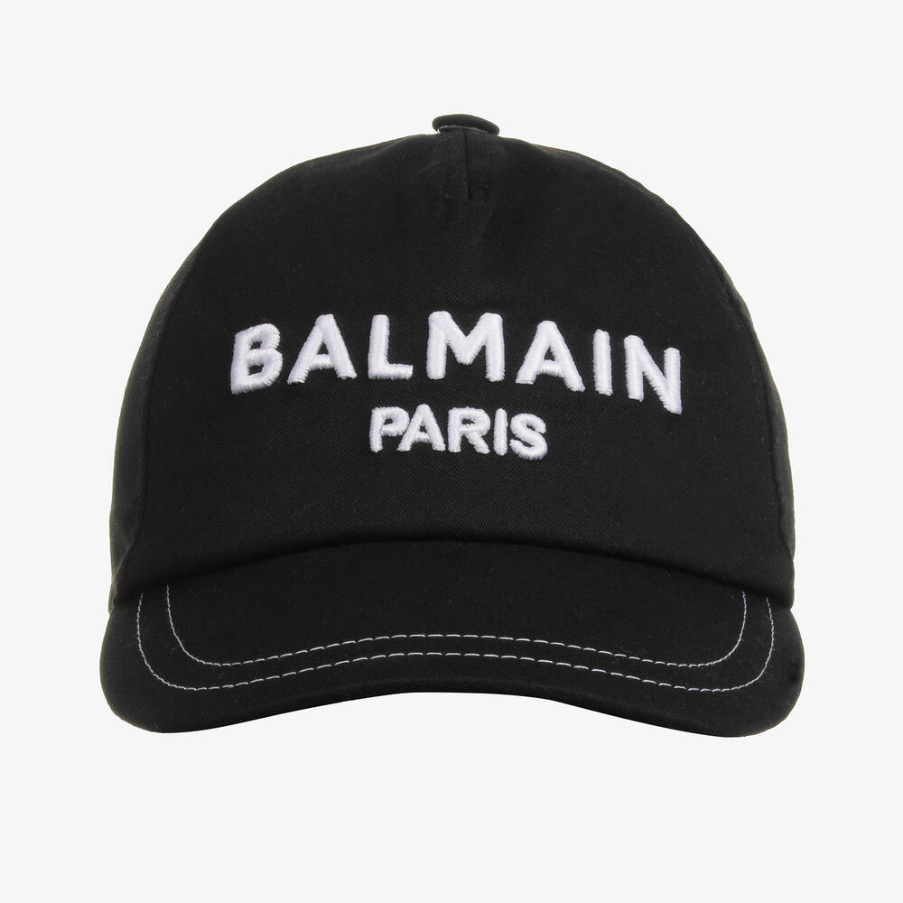 Balmain - Black Cotton Cap | Childrensalon
