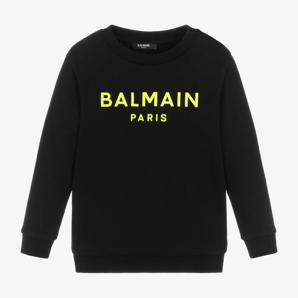 Balmain - Black Cotton Jersey Sweatshirt  | Childrensalon
