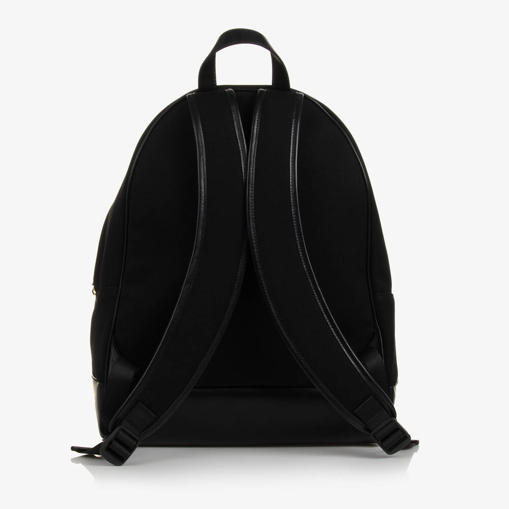Balmain - Black Cotton & Leather Backpack (38cm) | Childrensalon
