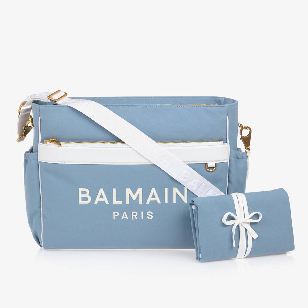 Balmain - Blue Cotton Changing Bag (49cm) | Childrensalon