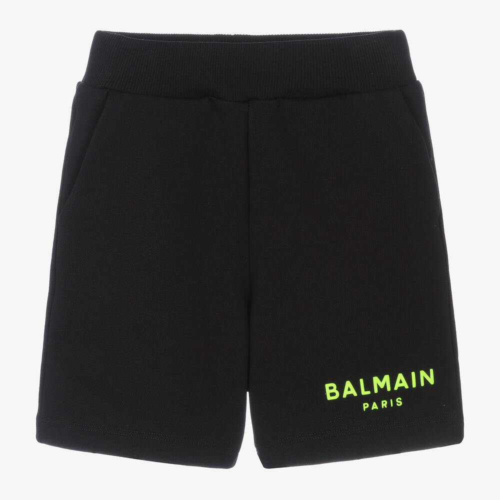 Shop Balmain Boys Black Cotton Jersey Shorts