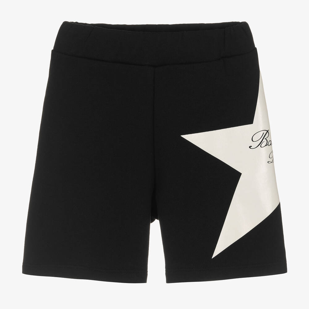 Shop Balmain Boys Black Cotton Star Shorts