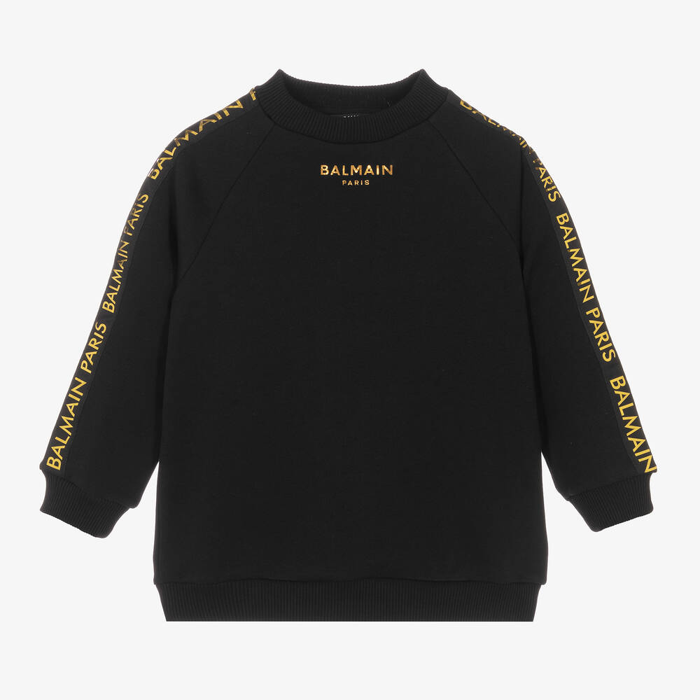 Balmain - Boys Black & Gold Cotton Sweatshirt | Childrensalon