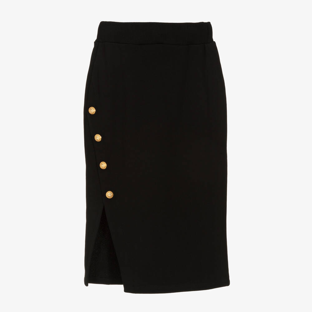 Balmain - Girls Black Cotton Jersey Skirt | Childrensalon