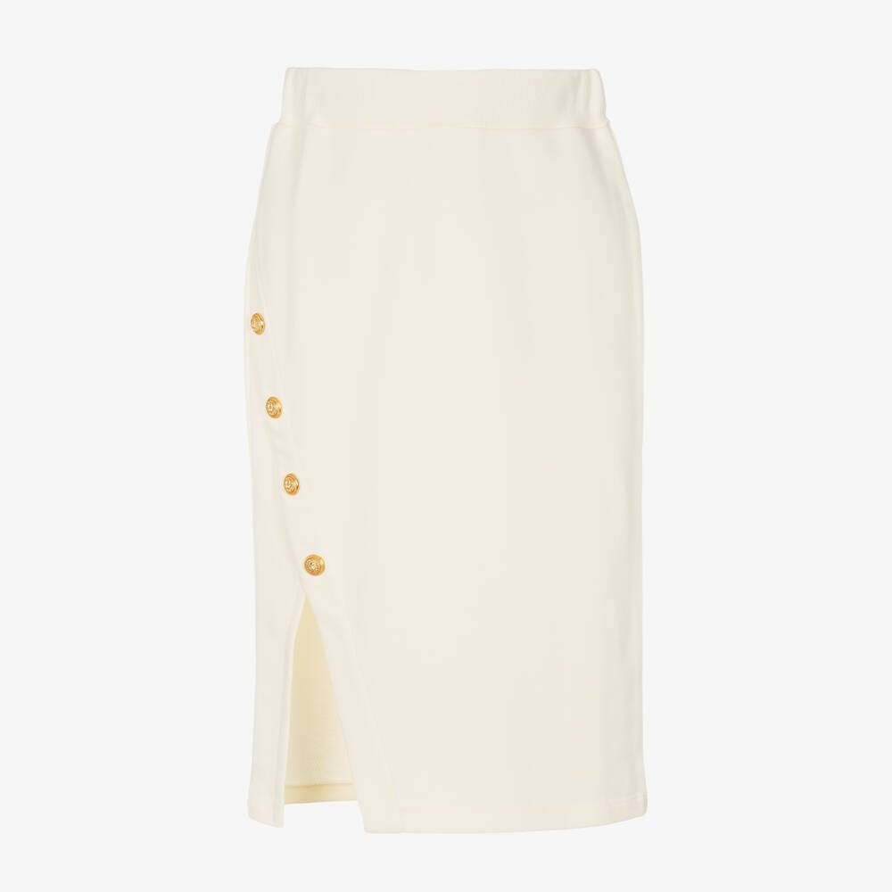 Balmain - Girls Ivory Cotton Jersey Skirt | Childrensalon