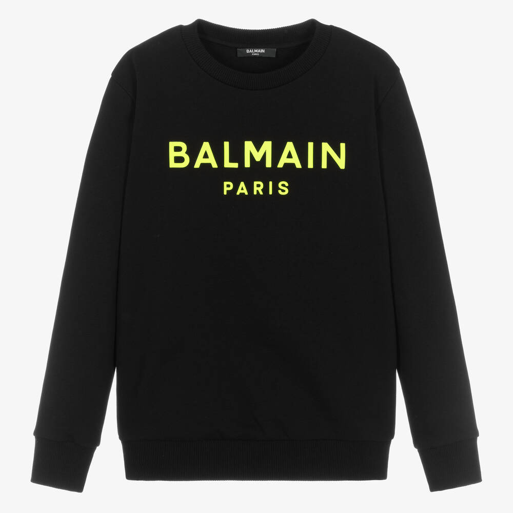 Balmain - Sweat-shirt noir en jersey de coton | Childrensalon