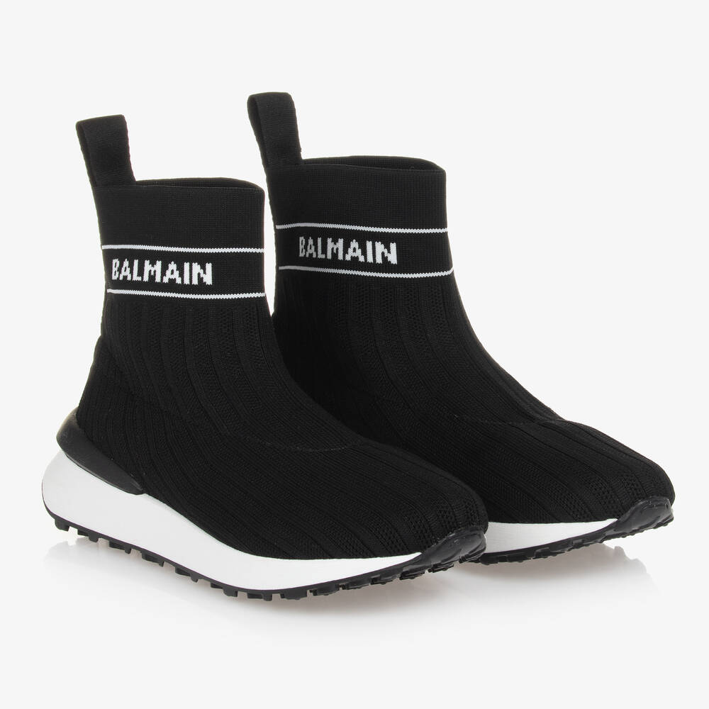 Balmain - حذاء رياضي جوارب بكاحل عالي لون أسود | Childrensalon
