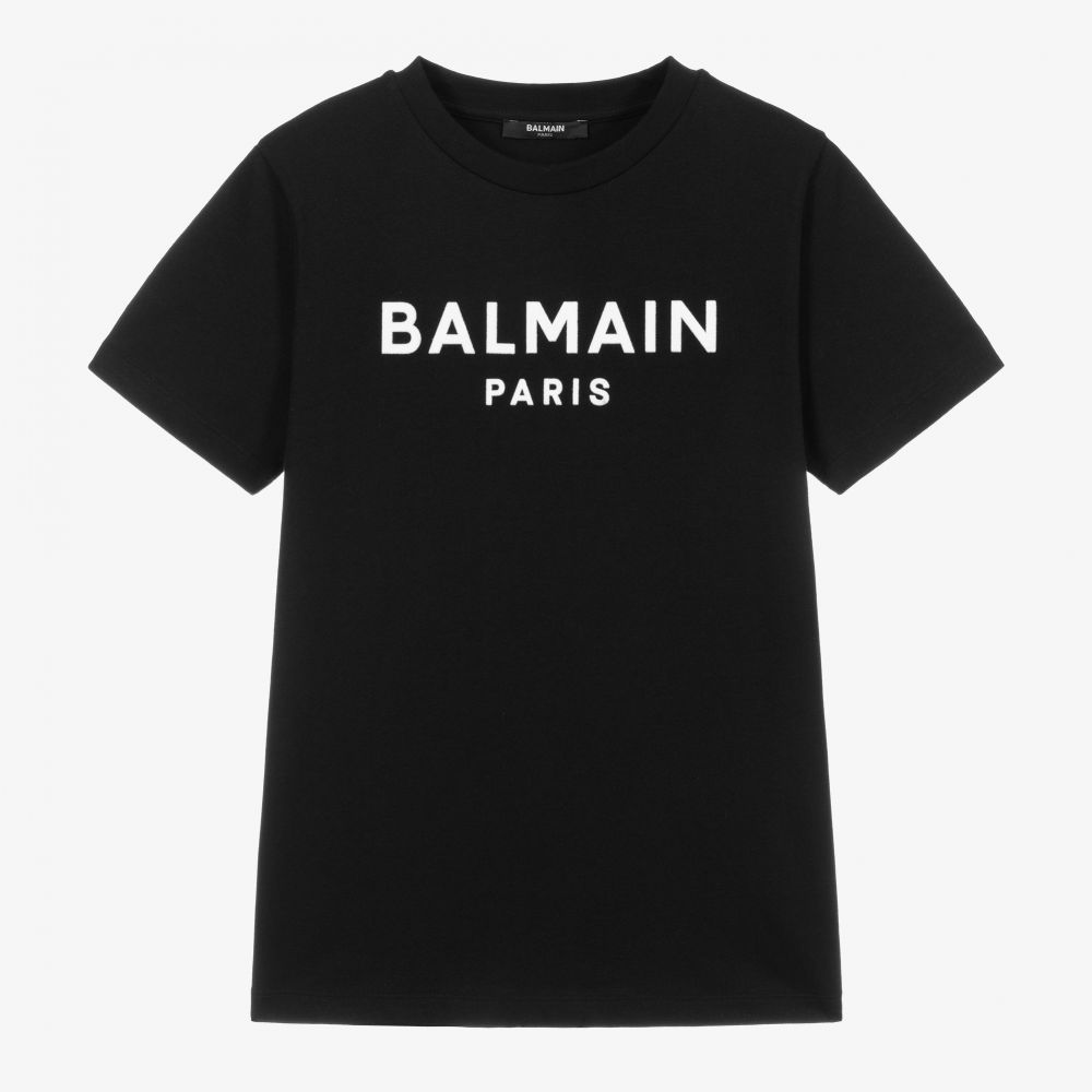 Balmain - Teen Black Logo T-Shirt | Childrensalon