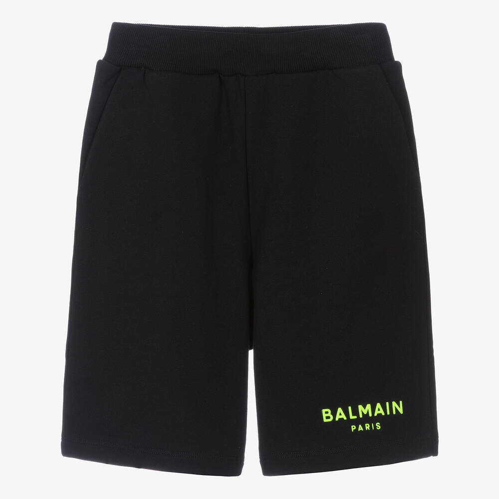 Balmain - Черные шорты из хлопкового джерси для мальчиков-подростков | Childrensalon