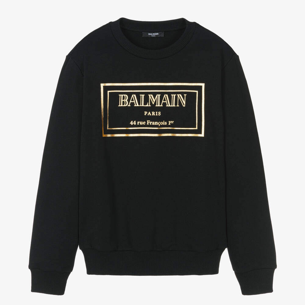 Balmain Black Sweatshirt For Kids With Logo