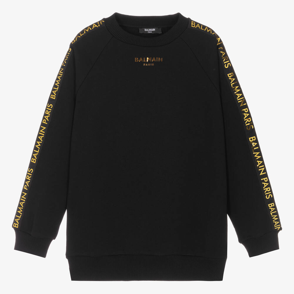 Balmain Teen Boys Black & Gold Paris Sweatshirt