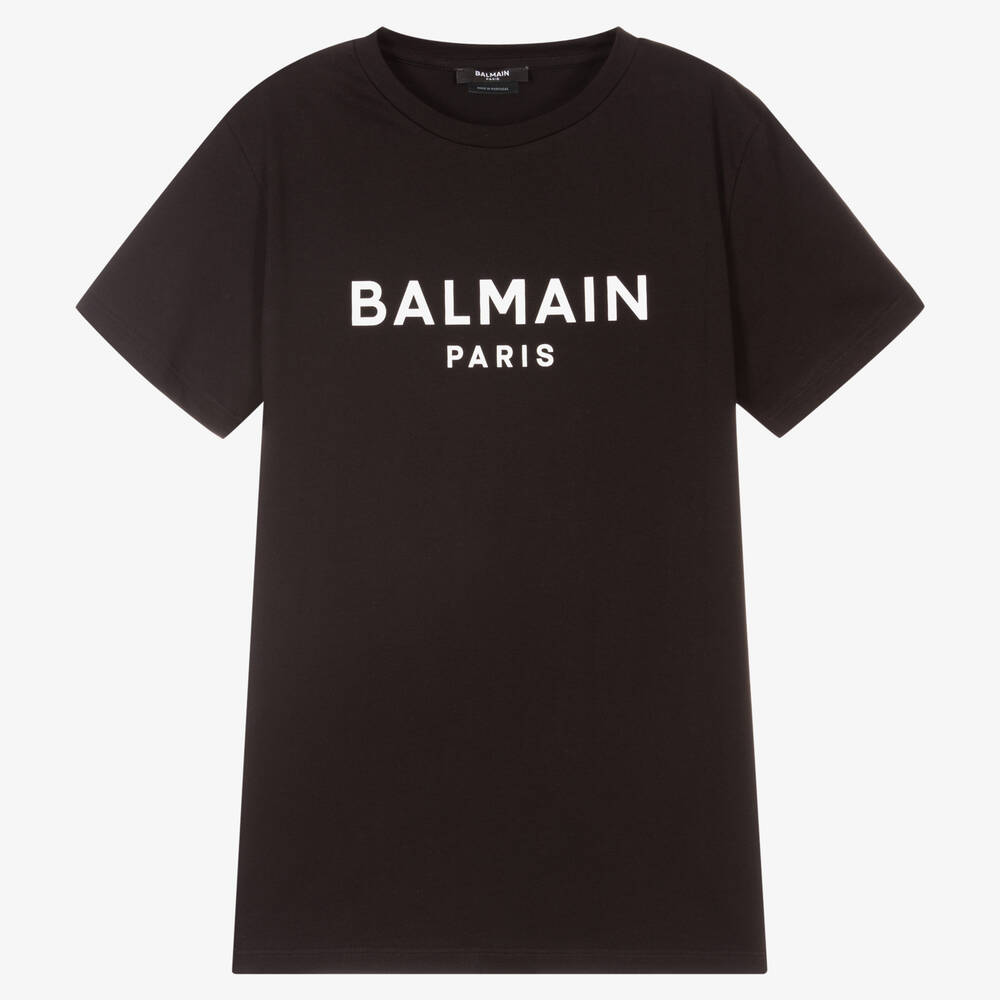 Balmain - Teen Boys Black Paris Logo T-Shirt | Childrensalon